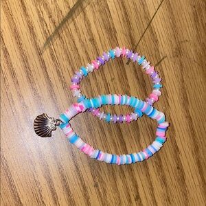 Colorful Beaded Hair Tie with Shell Charm